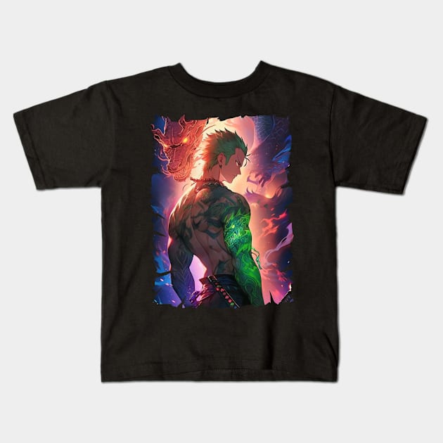 ZORO SAMURAI ANIME Kids T-Shirt by graficklisensick666